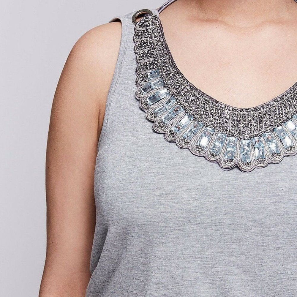 6TH & LANE EMBELLISHED DETACHABLE NECKLACE TANK TOP